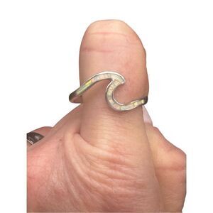 White Opal 925 Sterling Silver Wave Ring 12”